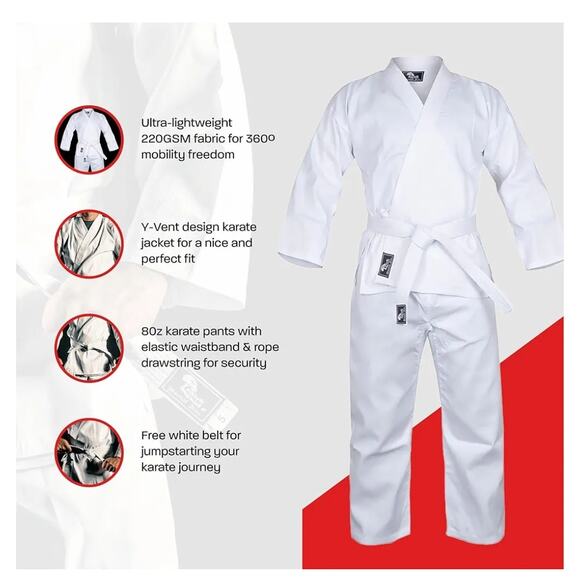Hawk Sports Karate Uniform for Kids Lightweight Student Karate Gi with Belt 0 - Picture 3 of 4